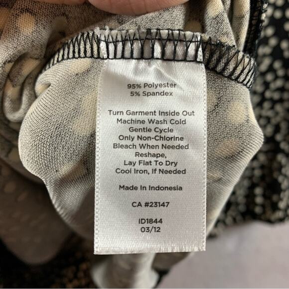 Talbots Womens Faux Wrap Top Sz X Black White Ditsy Polka‎ Dots Career Office - Picture 10 of 12